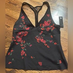 NEW Ultracor | Fusion Madrid‎ Floral Racer Back Tank Red Black Green Sz L